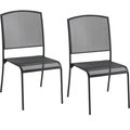 Global Industrial Interion Outdoor Cafe Armless Stacking Chair, Steel Mesh, Black, 2PK 262085BK